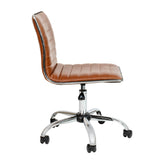Alan Low Back Designer Armless Brown Ribbed Swivel Task Office Chair