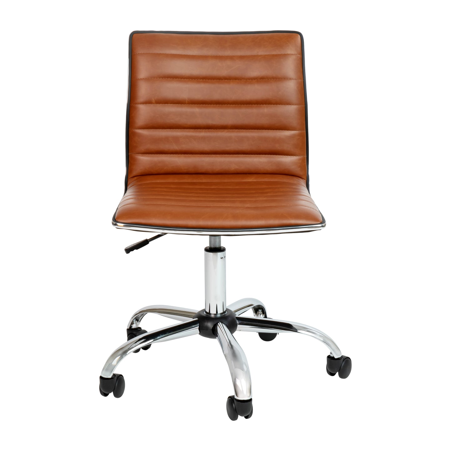 Alan Low Back Designer Armless Brown Ribbed Swivel Task Office Chair