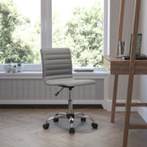 Alan Low Back Designer Armless Light Gray Ribbed Swivel Task Office Chair