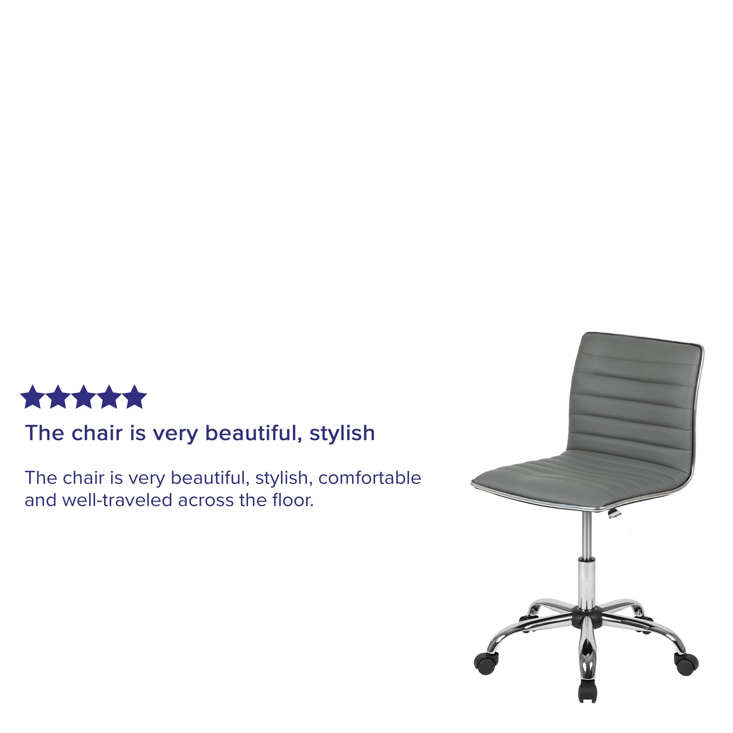 Alan Low Back Designer Armless Light Gray Ribbed Swivel Task Office Chair