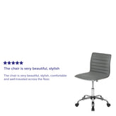 Alan Low Back Designer Armless Light Gray Ribbed Swivel Task Office Chair
