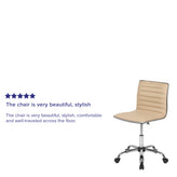Alan Low Back Designer Armless Tan Ribbed Swivel Task Office Chair