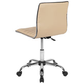 Alan Low Back Designer Armless Tan Ribbed Swivel Task Office Chair
