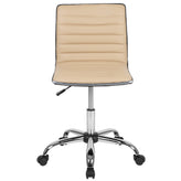 Alan Low Back Designer Armless Tan Ribbed Swivel Task Office Chair