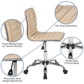 Alan Low Back Designer Armless Tan Ribbed Swivel Task Office Chair