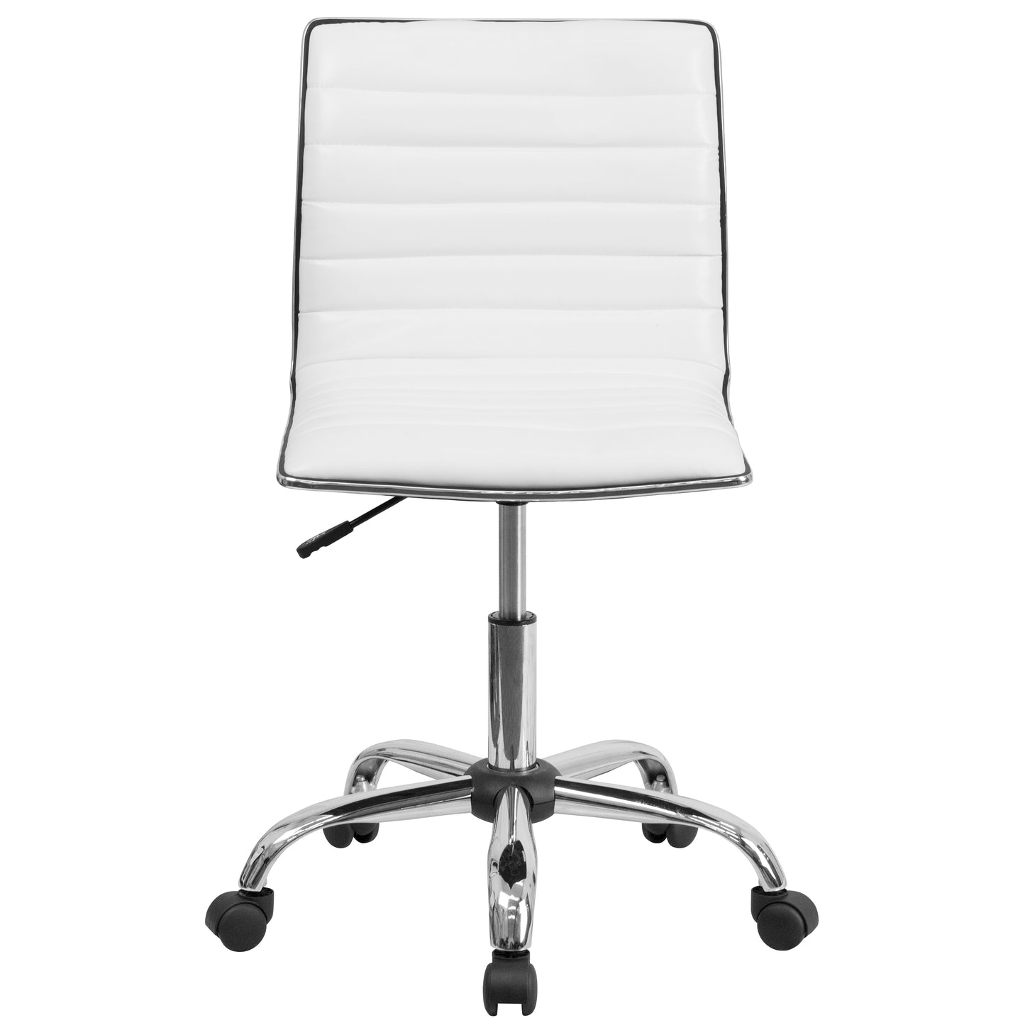 Alan Low Back Designer Armless White Ribbed Swivel Task Office Chair