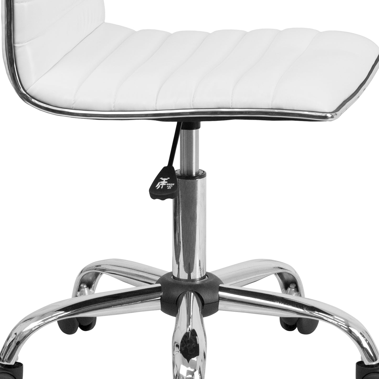 Alan Low Back Designer Armless White Ribbed Swivel Task Office Chair