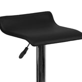 Dax Contemporary Black Vinyl Adjustable Height Barstool with Solid Wave Seat and Chrome Base