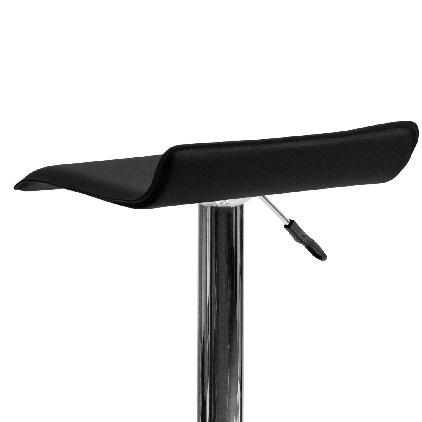 Dax Contemporary Black Vinyl Adjustable Height Barstool with Solid Wave Seat and Chrome Base