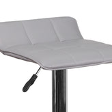 Mark Contemporary Gray Vinyl Adjustable Height Barstool with Quilted Wave Seat and Chrome Base