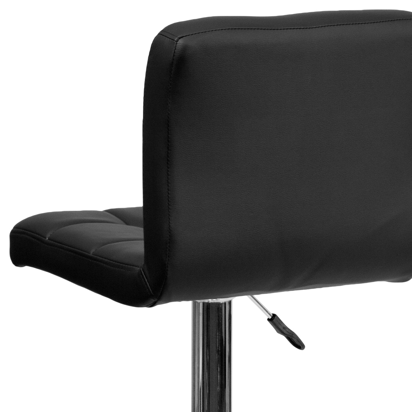 Kathleen Contemporary Black Quilted Vinyl Adjustable Height Barstool with Chrome Base
