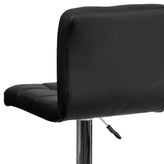 Kathleen Contemporary Black Quilted Vinyl Adjustable Height Barstool with Chrome Base