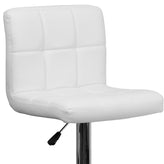 Kathleen Contemporary White Quilted Vinyl Adjustable Height Barstool with Chrome Base