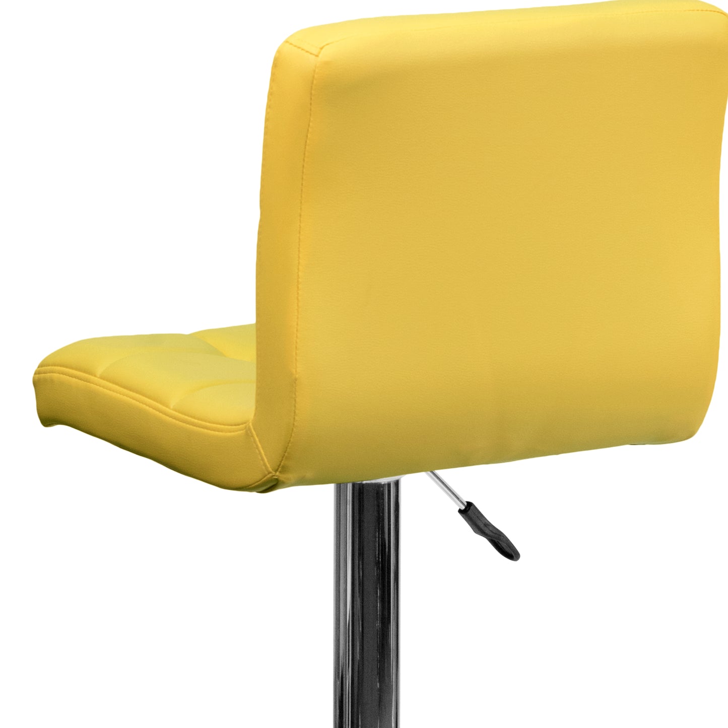 Kathleen Contemporary Yellow Quilted Vinyl Adjustable Height Barstool with Chrome Base
