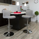 Scott Contemporary Gray Vinyl Adjustable Height Barstool with Rolled Seat and Chrome Base