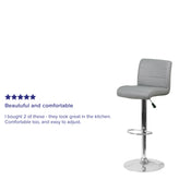 Scott Contemporary Gray Vinyl Adjustable Height Barstool with Rolled Seat and Chrome Base