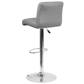 Scott Contemporary Gray Vinyl Adjustable Height Barstool with Rolled Seat and Chrome Base