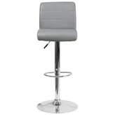 Scott Contemporary Gray Vinyl Adjustable Height Barstool with Rolled Seat and Chrome Base