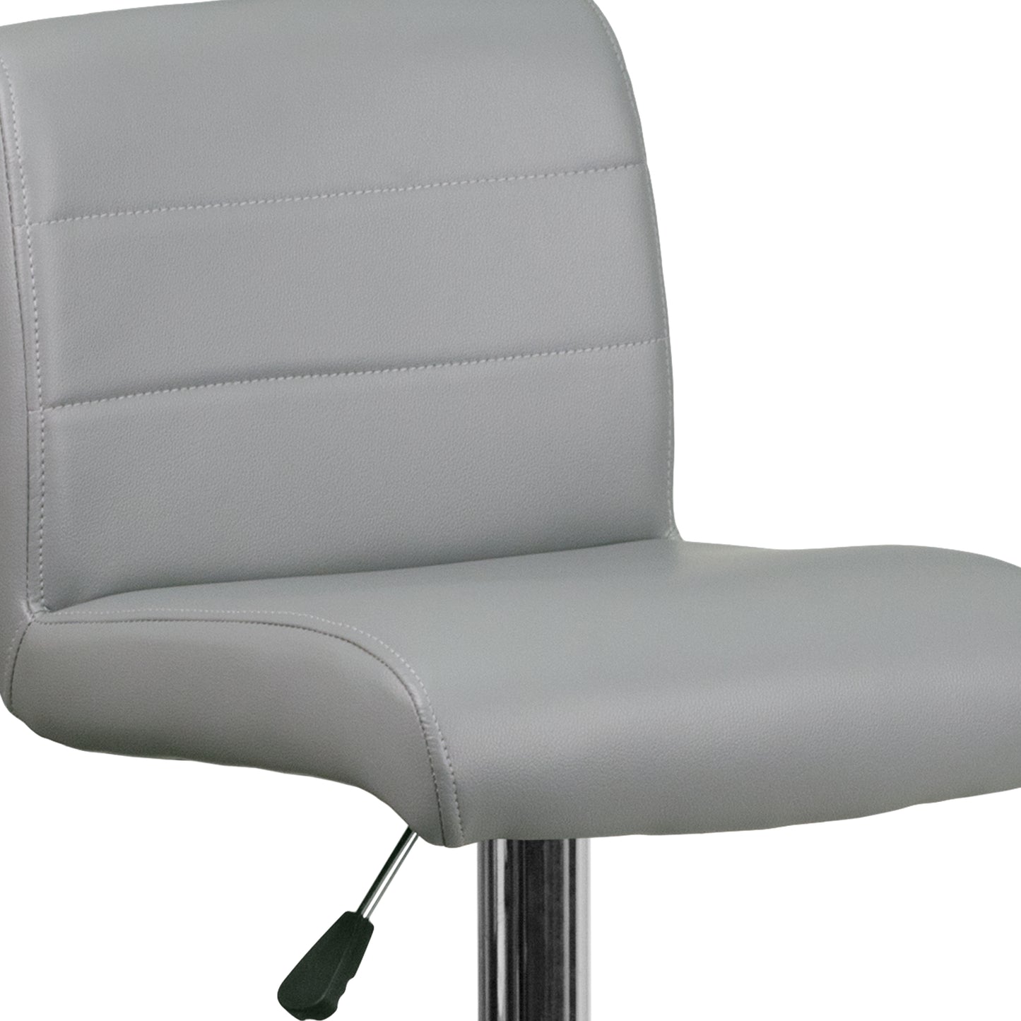 Scott Contemporary Gray Vinyl Adjustable Height Barstool with Rolled Seat and Chrome Base