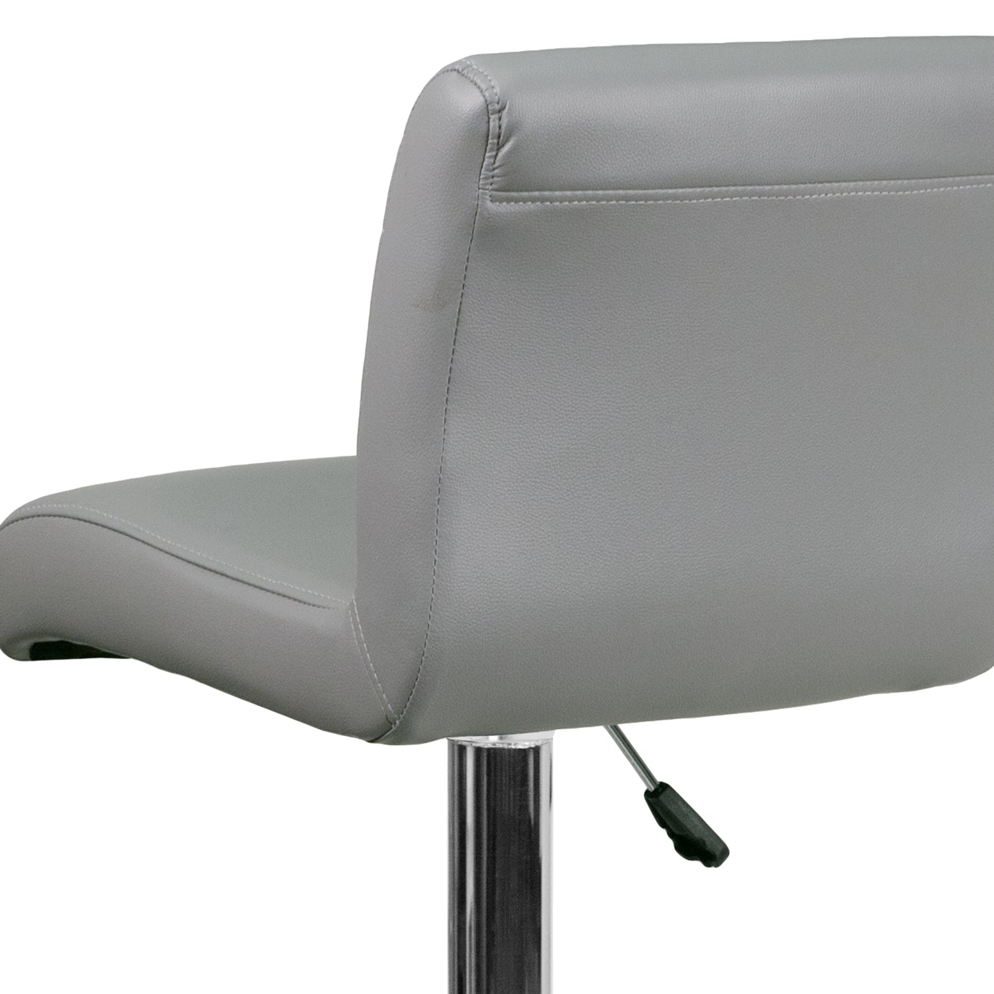 Scott Contemporary Gray Vinyl Adjustable Height Barstool with Rolled Seat and Chrome Base