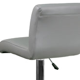 Scott Contemporary Gray Vinyl Adjustable Height Barstool with Rolled Seat and Chrome Base