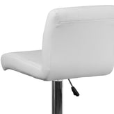Scott Contemporary White Vinyl Adjustable Height Barstool with Rolled Seat and Chrome Base