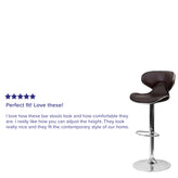 Devin Contemporary Cozy Mid-Back Brown Vinyl Adjustable Height Barstool with Chrome Base