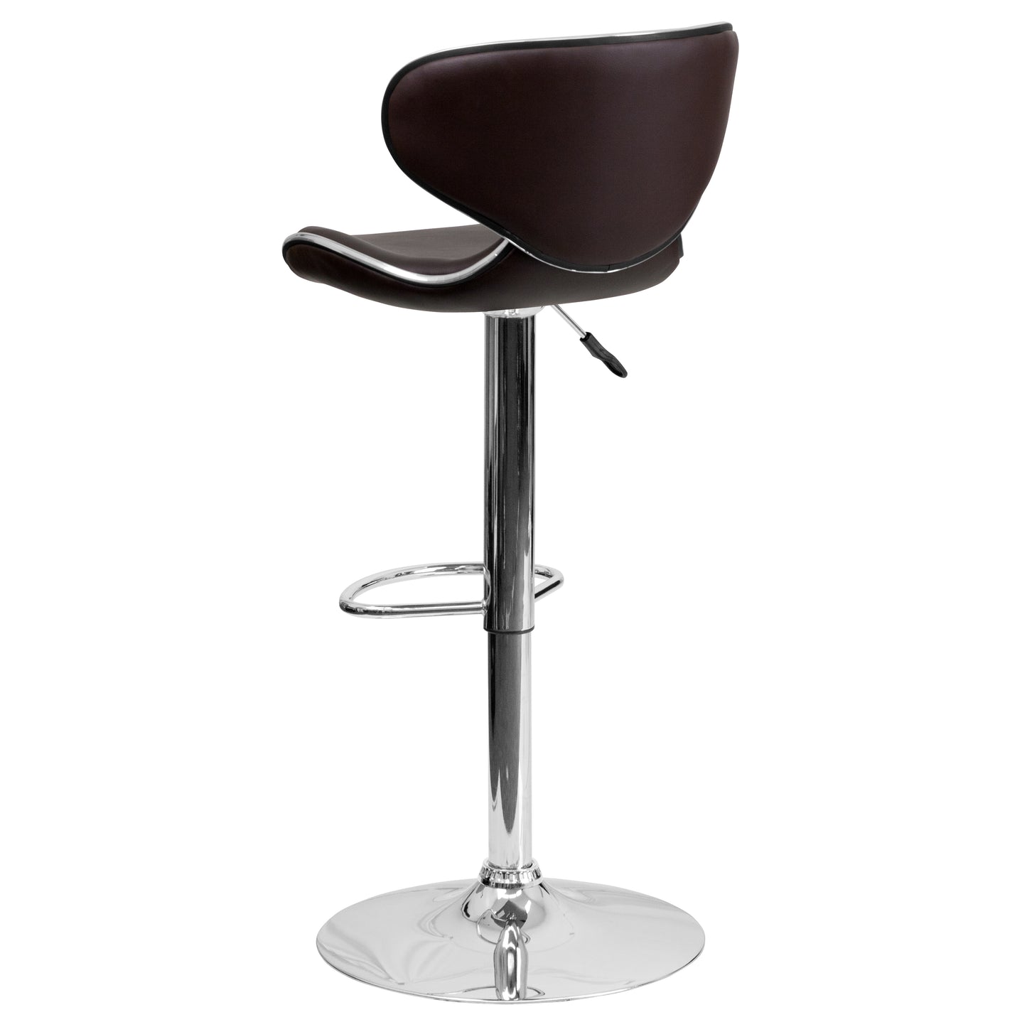 Devin Contemporary Cozy Mid-Back Brown Vinyl Adjustable Height Barstool with Chrome Base