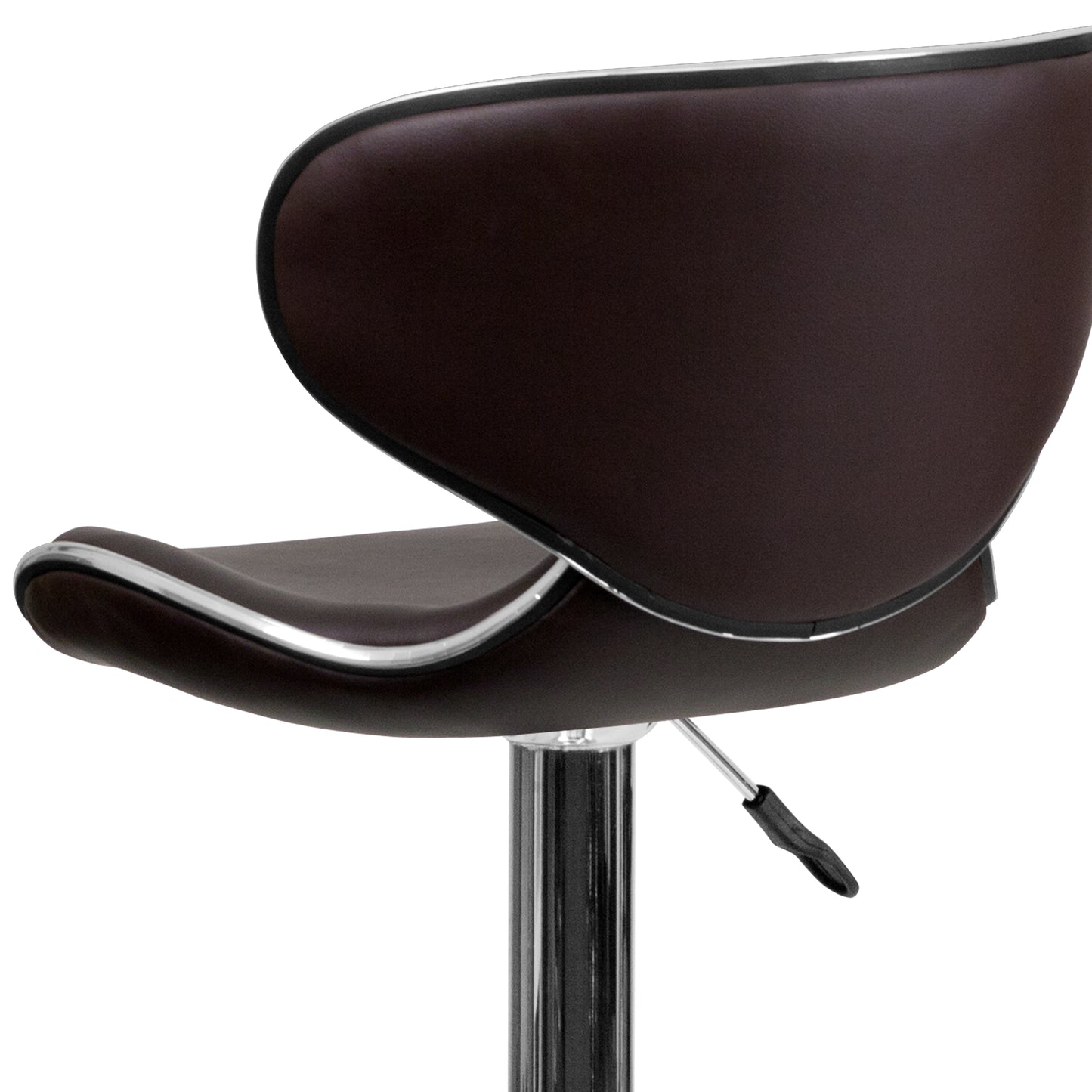 Devin Contemporary Cozy Mid-Back Brown Vinyl Adjustable Height Barstool with Chrome Base