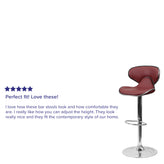 Devin Contemporary Cozy Mid-Back Burgundy Vinyl Adjustable Height Barstool with Chrome Base