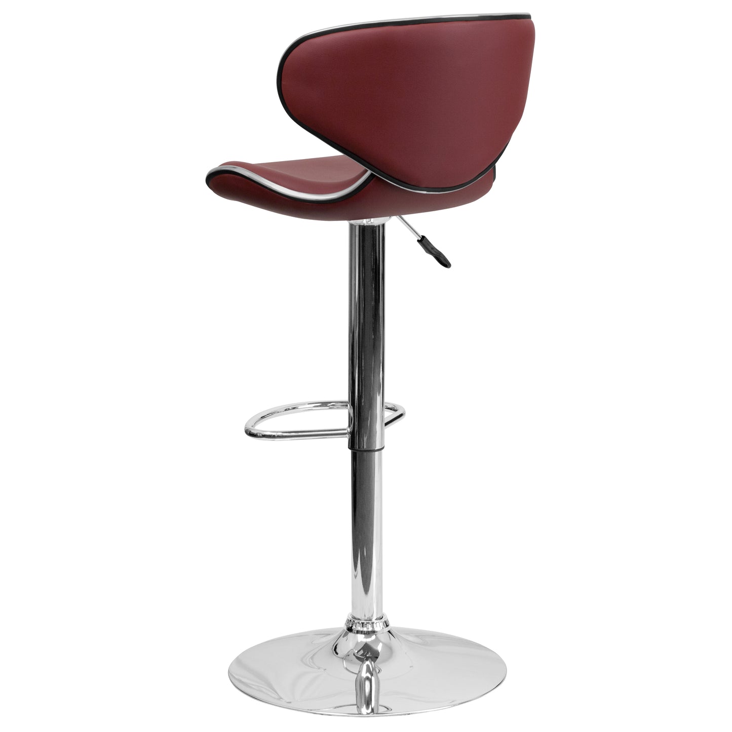 Devin Contemporary Cozy Mid-Back Burgundy Vinyl Adjustable Height Barstool with Chrome Base