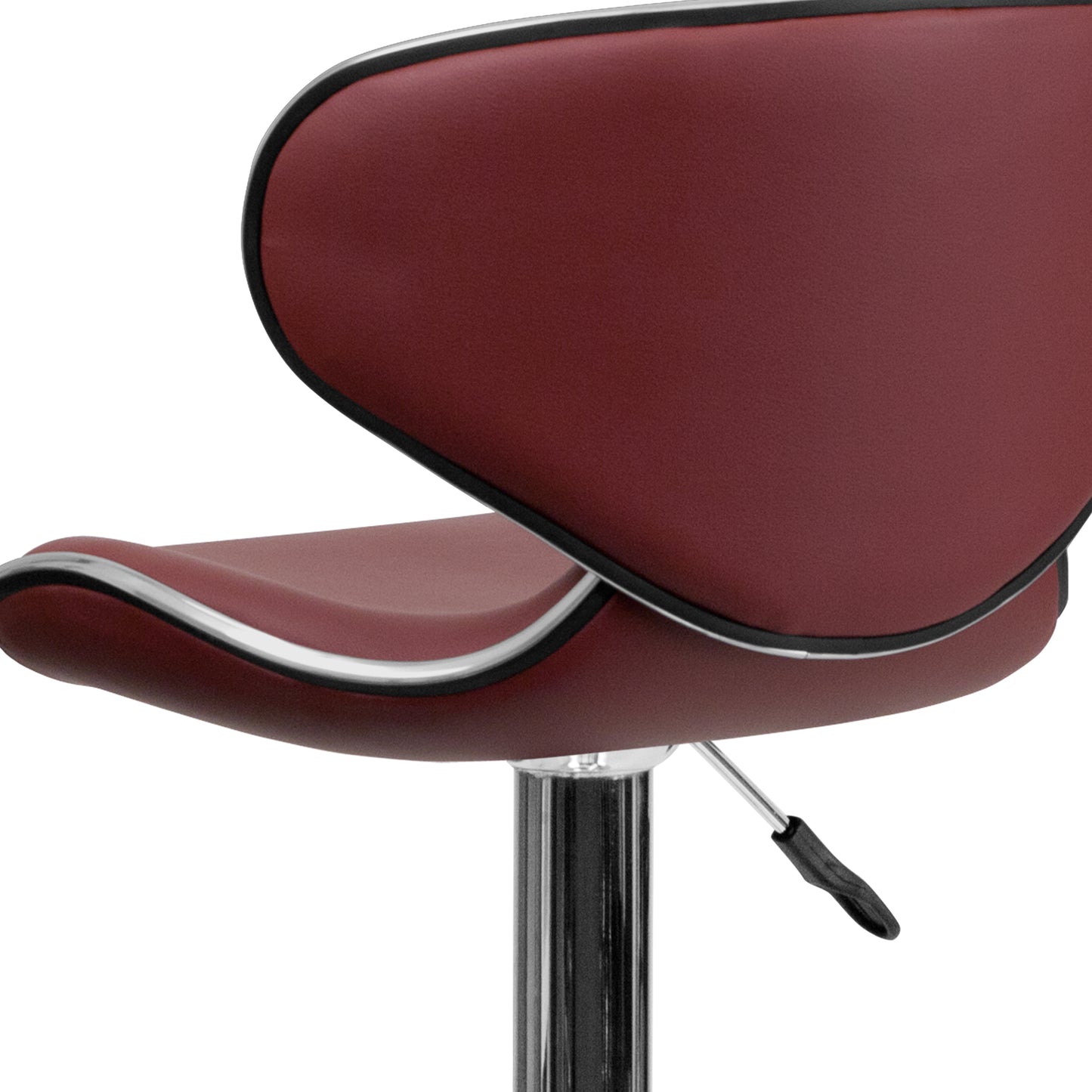 Devin Contemporary Cozy Mid-Back Burgundy Vinyl Adjustable Height Barstool with Chrome Base