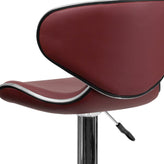 Devin Contemporary Cozy Mid-Back Burgundy Vinyl Adjustable Height Barstool with Chrome Base