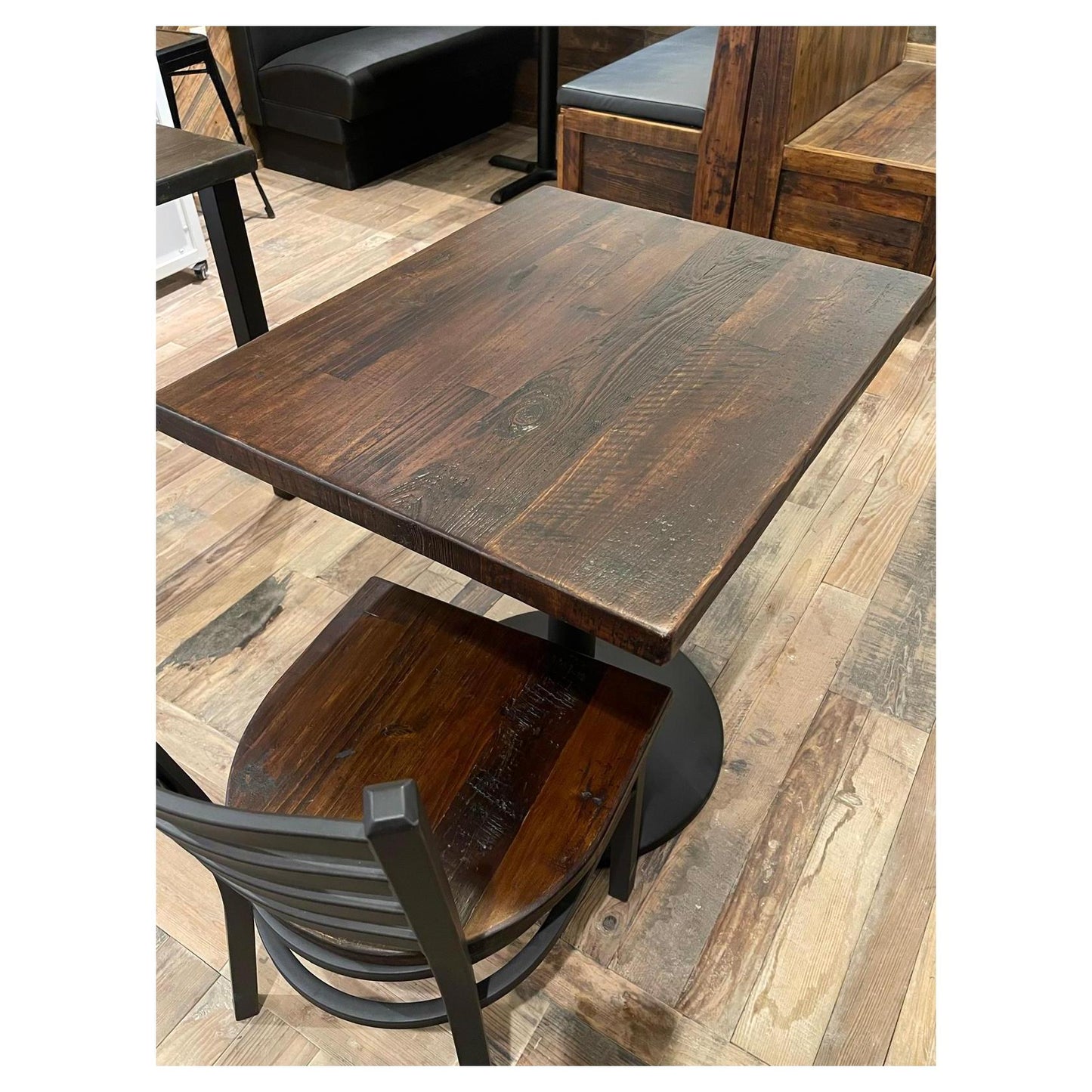 Reclaimed Wood Economy Straight Plank Table Tops - Dark Harvest Finish