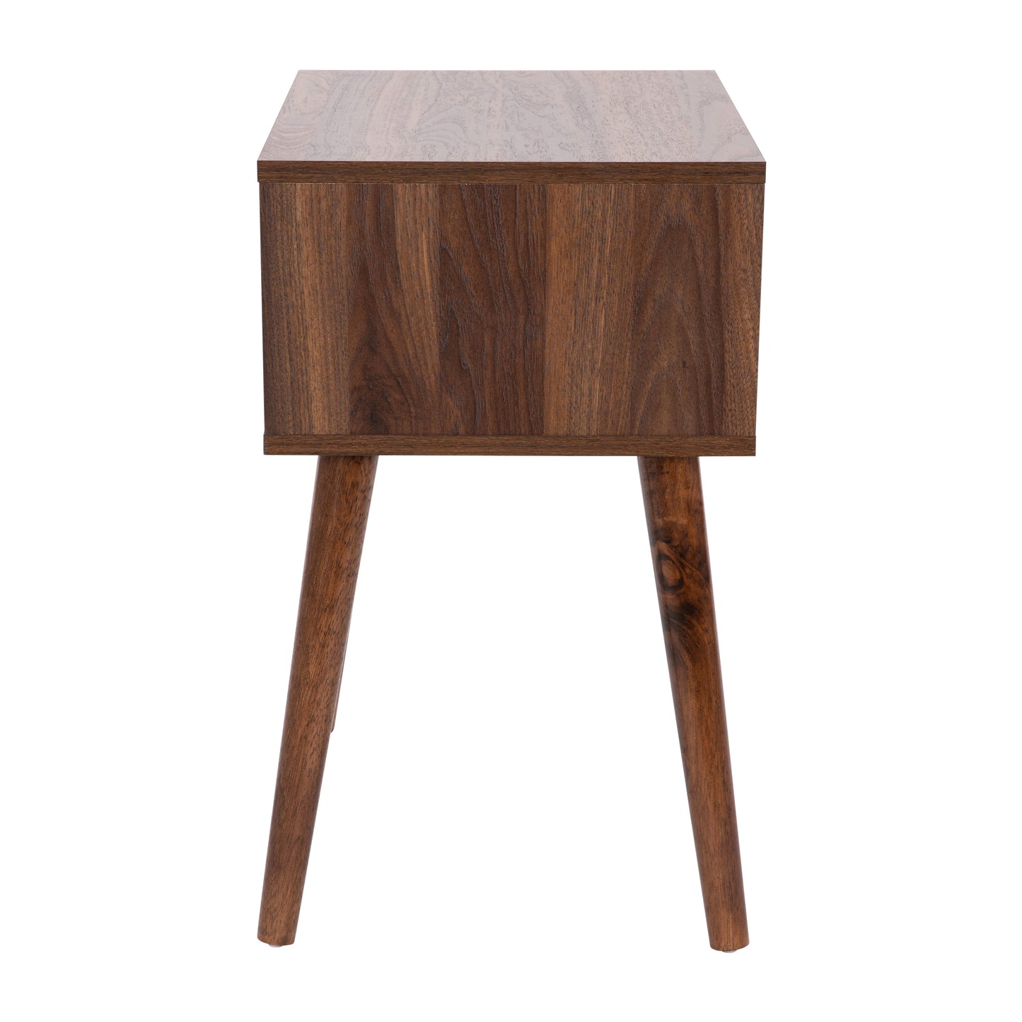 Hatfield Mid-Century Modern One Drawer Wood Nightstand, Side Accent or End Table with Soft Close Storage Drawer, Dark Walnut