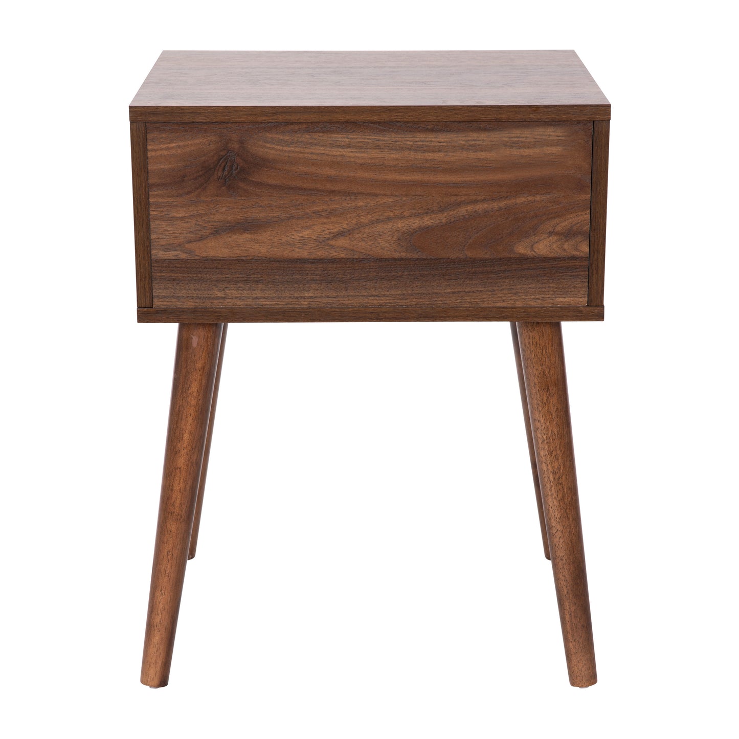 Hatfield Mid-Century Modern One Drawer Wood Nightstand, Side Accent or End Table with Soft Close Storage Drawer, Dark Walnut