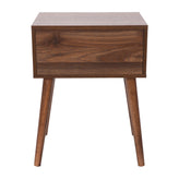 Hatfield Mid-Century Modern One Drawer Wood Nightstand, Side Accent or End Table with Soft Close Storage Drawer, Dark Walnut