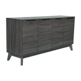 Hatfield Mid-Century Modern 60 Inch 4 Door Storage Buffet Sideboard, 4 Soft Close Doors, Adjustable Shelves, TV Stand for up to 64" TV's, Black Wash