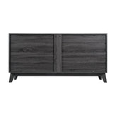 Hatfield Mid-Century Modern 60 Inch 4 Door Storage Buffet Sideboard, 4 Soft Close Doors, Adjustable Shelves, TV Stand for up to 64" TV's, Black Wash