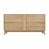 Hatfield Mid-Century Modern 60 Inch 4 Door Storage Buffet Sideboard, 4 Soft Close Doors, Adjustable Shelves, TV Stand for up to 64" TV's, Light Natural
