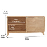 Hatfield Mid-Century Modern 60 Inch 4 Door Storage Buffet Sideboard, 4 Soft Close Doors, Adjustable Shelves, TV Stand for up to 64" TV's, Light Natural