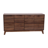 Hatfield Mid-Century Modern 60 Inch 4 Door Storage Buffet Sideboard, 4 Soft Close Doors, Adjustable Shelves, TV Stand for up to 64" TV's, Dark Walnut