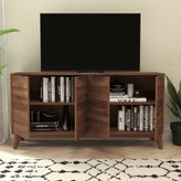 Hatfield Mid-Century Modern 60 Inch 4 Door Storage Buffet Sideboard, 4 Soft Close Doors, Adjustable Shelves, TV Stand for up to 64" TV's, Dark Walnut