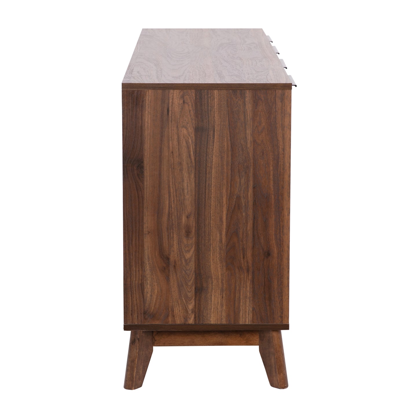 Hatfield Mid-Century Modern 60 Inch 4 Door Storage Buffet Sideboard, 4 Soft Close Doors, Adjustable Shelves, TV Stand for up to 64" TV's, Dark Walnut
