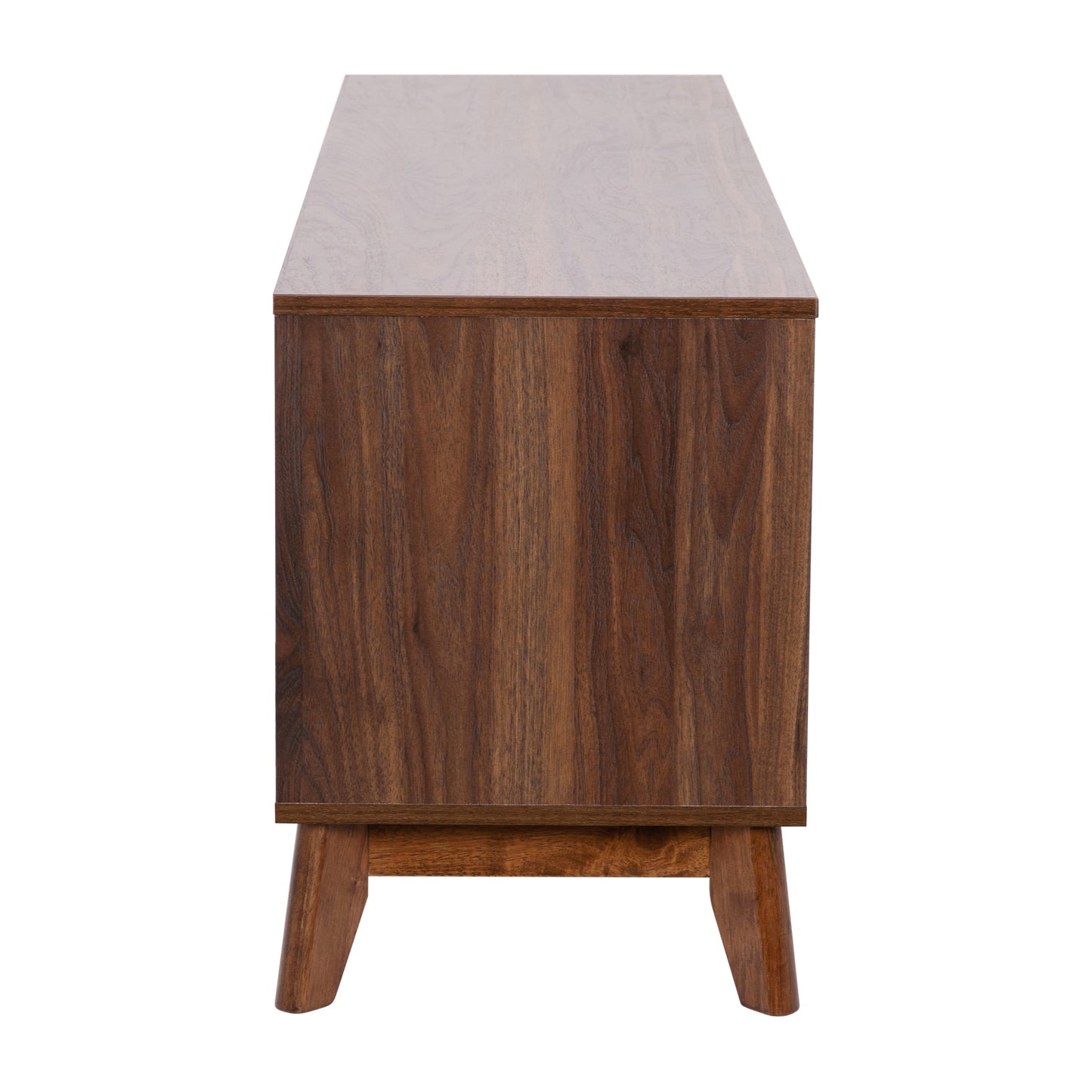 Hatfield Mid-Century Modern TV Stand in Walnut for up to 64 inch TV's - 60 Inch Media Center with Adjustable Center Shelf and Dual Soft Close Doors