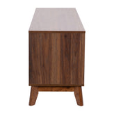 Hatfield Mid-Century Modern TV Stand in Walnut for up to 64 inch TV's - 60 Inch Media Center with Adjustable Center Shelf and Dual Soft Close Doors