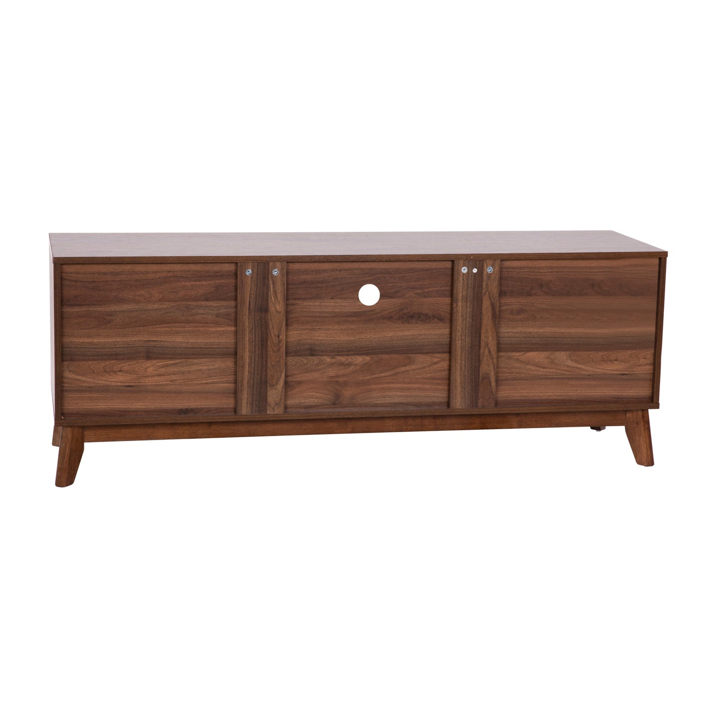 Hatfield Mid-Century Modern TV Stand in Walnut for up to 64 inch TV's - 60 Inch Media Center with Adjustable Center Shelf and Dual Soft Close Doors