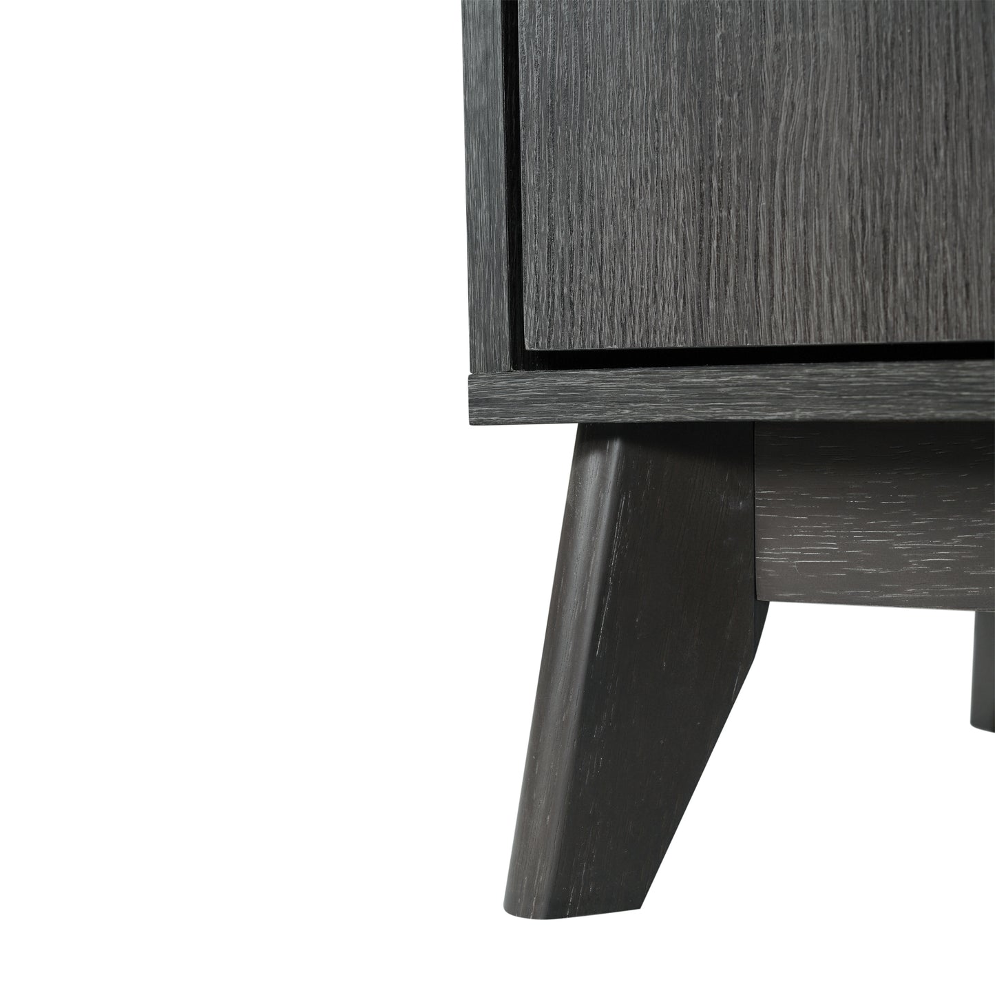 Hatfield Mid-Century Modern TV Stand in Black Wash for 65+ Inch TV's - 70 Inch Media Center with Adjustable Center Shelf and Dual Soft Close Doors