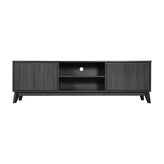 Hatfield Mid-Century Modern TV Stand in Black Wash for 65+ Inch TV's - 70 Inch Media Center with Adjustable Center Shelf and Dual Soft Close Doors