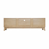 Hatfield Mid-Century Modern TV Stand in Light Natural for 65+ Inch TV's - 70 Inch Media Center with Adjustable Center Shelf and Dual Soft Close Doors